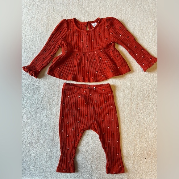GAP baby matching set, ribbed top and bottoms. Burnt orange. Sz 6-12 months - Picture 1 of 3